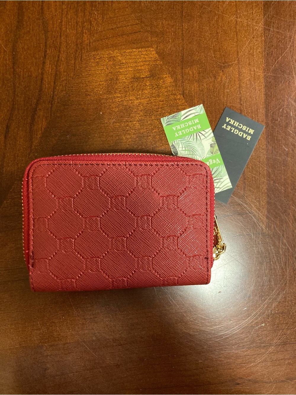 Badgley Mischka Wine Red Vegan Leather Wallet NWT - Picture 3 of 9